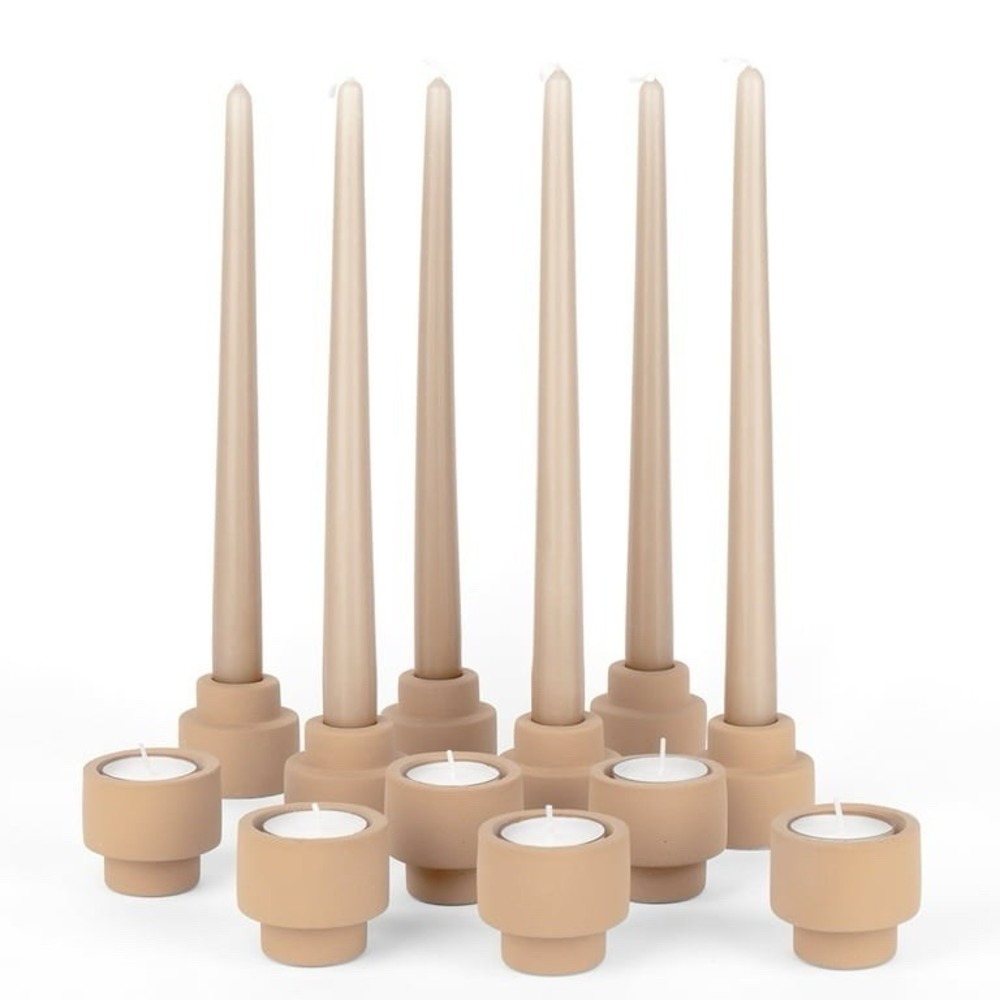 Koyal  Matte Terracotta Ceramic Reversible Candle Holders Set Of 24 NIB
